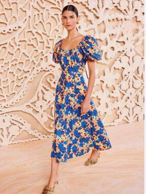 Ulla Johnson Imara Midi Dress in Wildflower $490 SZ 4 A-line